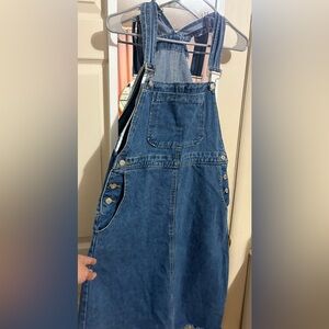 Denim Overal with a long skirt Dress with Button Details